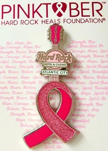 Pin de guitarra Hard Rock Hotel & Casino 2019 Atlantic City Pinktober cáncer de mama - Imagen 1 de 2