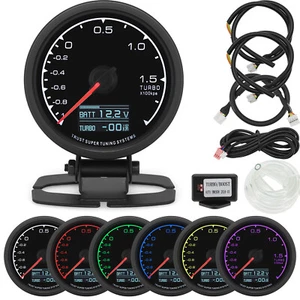 2.5'' 60mm Black 7 Color LED Digital&Pointer Turbo Boost Pressure Gauge Meter  - Picture 1 of 17