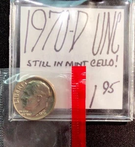 1970 D Roosevelt Dime UNC. Still In Mint Cello! ENN Coins - Picture 1 of 3