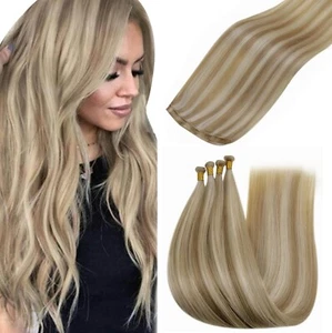 Hetto 22" Virgin Human Hair Weft Extensions Blond Highlight Golden 25g BoxF#132 - Bild 1 von 5