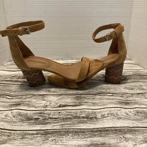 Anthropologie Jeffery Campbell Striped Multi Color Wood Leather Heels Sz 8 - Picture 1 of 8