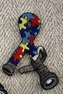 Firefighter Hose Autism Patch. 2-3/4” Iron Or Sew On. Hat For Ref. Size Only. - Picture 1 of 2