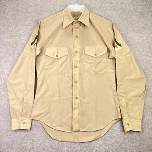 Vtg Martin MFG Military Shirt Mens 15-1/2 M Khaki Tan Wool Blend Button Uniform - Picture 1 of 10