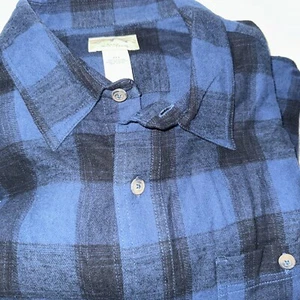 Baumwoll Flanell Hemd mit Knöpfen BLAU kariert XLT - Bild 1 von 3