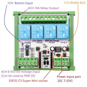 Modulo relè scheda di espansione DC 7-24V ESP32 C3 Super Mini 4AI-4DO RS485 - Foto 1 di 9