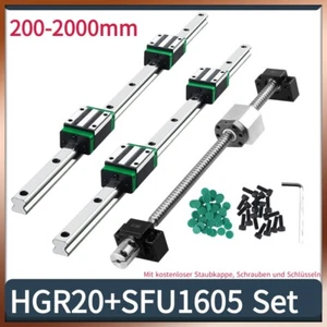 Guía lineal HGR20 carril deslizante con bloque deslizante + kit de husillo de bolas SFU1605 - Imagen 1 de 31