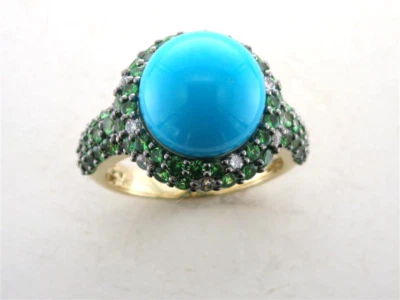 Anillo LeVian Carlo Viani Oro Amarillo 14K Turquesa H-I SI2 Diamante 10 quilates Talla 6 Foto 1 de 4