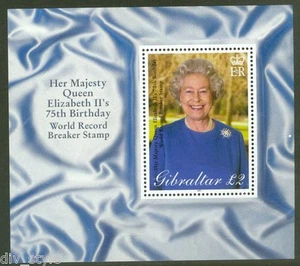 Queen Elizabeth II 75th Birthday mnh Souvenir Sheet 2001 Gibraltar #880 - Picture 1 of 1