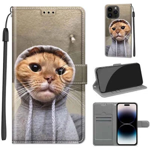 Pattern Case For iPhone 15 14 Plus 13 12 11 Pro Max Flip PU Leather Wallet Cover - Picture 1 of 20
