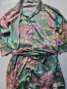 WOMENS ZARA SUMMER BLOUSE TUNIC DRESS MEDIUM GREEN FLORAL - Picture 1 of 5