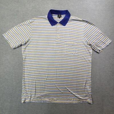 Camisa Polo Maus & Hoffman Solemare Para Hombre Grande Azul Amarillo Blanco Rayas Italia Foto 1 de 4