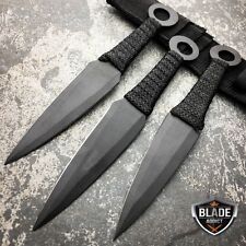3 PC 6" Ninja Tactical Combat Kunai Throwing Knife Set w/ Sheath Hunting BLACK