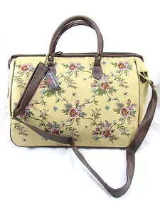 Nuevo Bolso de Lona AMERICANA BY SHARIF Bronceado Floral Bordado Acolchado Grande XL - Imagen 1 de 8