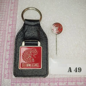 Vintage Steel Factory Železarna Jesenice Red Steelers Keychain + Pin A49 - Picture 1 of 3