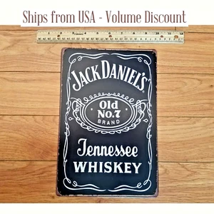 Jack Daniels Whiskey Bottle Label Tin Sign Old No 7 #7 Metal Art Tennessee Retro - Picture 1 of 5