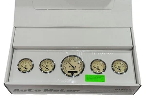 Auto Meter 1809-M Antique Beige 5-Piece Gauge Kit w/Electric Speedometer Km/H - Foto 1 di 3