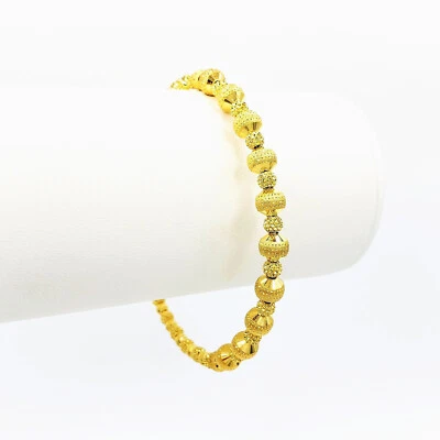 Brazalete Brazalete Cuentas Oro Amarillo 22K 2.1" Sello Genuino 22K 916 Hecho a Mano Foto 1 de 4