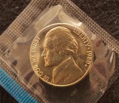 1980-P United States 5 cents - Jefferson nickel, UNC, KM-A192 (US3) - Image 1 of 4