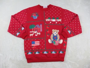 VINTAGE Spumoni Sweater Womens Medium Red Pullover Farm Cow Puff USA Ladies 90s* - Picture 1 of 13
