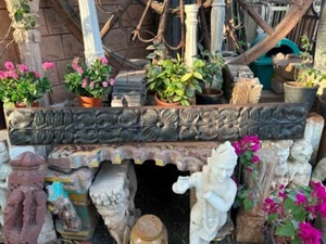 18th c Ancient Rare Wooden Hand Craved Floral Wall Hanging Panel - Picture 1 of 8