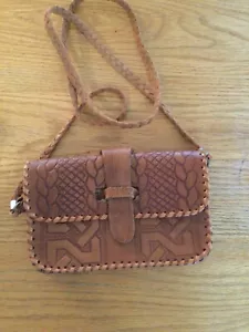 Vintage Handmade Pressed Leather Southwestern Small Crossbody Bag - Picture 1 of 3