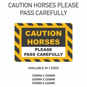 X 1 Caution Horses In Transit Sign Graphic Sticker Laminated Vinyl Latex Printed - Picture 1 of 1