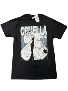 Disney Villain Cruella De Vil T-Shirt Tee T-Shirt Black Size Small - Picture 1 of 7