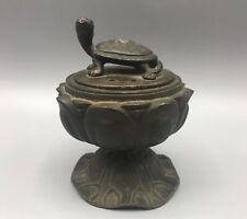 Antique Japanese Bronze Lotus Form Incense Burner