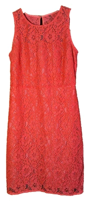 Vestido Vaina J.Crew Contraste Encaje Sin Mangas en Coral y Rosa Talla 2 Nuevo con Etiquetas Foto 1 de 4