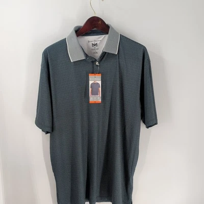 全新带标签 Hickey Freeman 短袖高尔夫经典 Polo 衫黑色白色 2XL 码 — 第 1/4 张图片