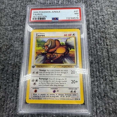Pokémon Jungle Tauros 1999 1st Edition #47/64 NM PSA 7 Free Shipping! - Image 1 of 4