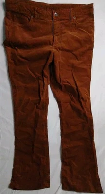 Pantalones de pana Lands' End naranja óxido marrón tiro medio recto algodón elástico 14 Foto 1 de 4