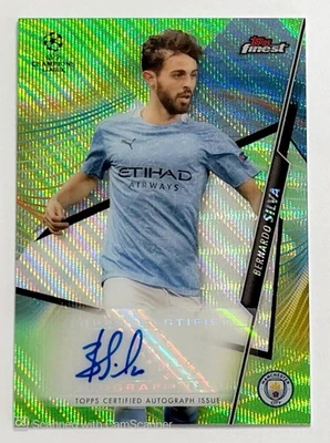 2020 Topps Finest UCL Neon Green Wave Refractor /99 Bernardo Silva #FA-BS Auto - Image 1 of 2