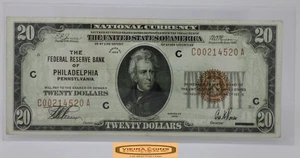 1929 Philadelphia Pennsylvania Federal Reserve Note $20 - #P51942NQ - Picture 1 of 2