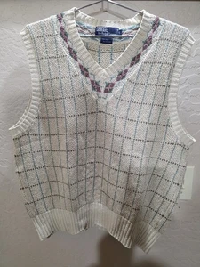 Chaleco Suéter Vintage Polo Ralph Lauren Para Hombre Lg Cuello en V 95% Seda - Imagen 1 de 6