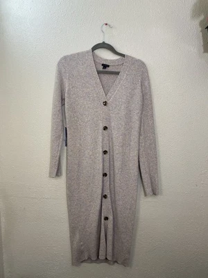 Ann Taylor’s Womens Long Ribbed Button Front Cardigan Sweater Dress Size L - Image 1 of 4