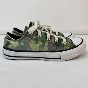 Converse All Star Green Camo Print Low Top Canvas Sneakers Unisex Youth Size 4 - Picture 1 of 8