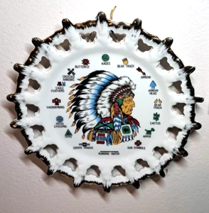 Vtg Chief Running Water Decorative Plate 8" Native Symbols Smith Western Japan - Picture 1 of 6