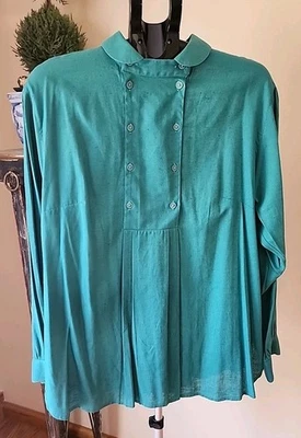 Camisa De Colección Renacimiento Geiger Tirol Austria Verde Para Mujer 44 Botones Delanteros  Foto 1 de 4