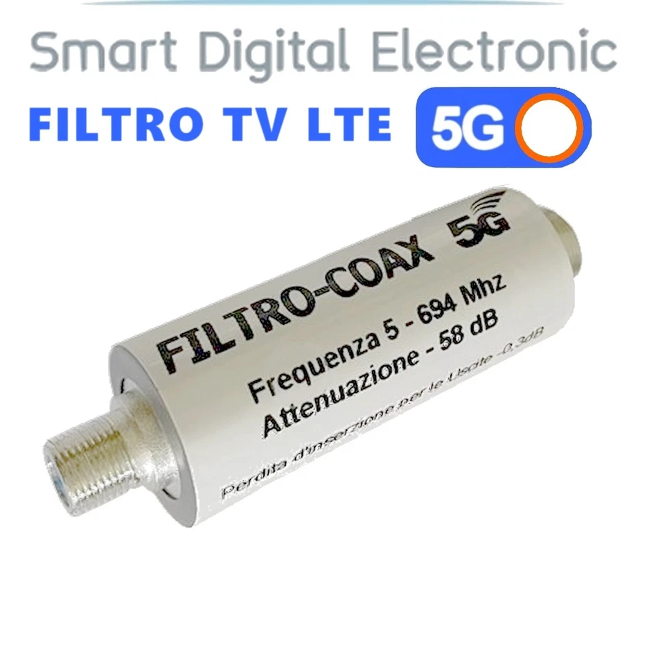 Filtro 5G per antenna TV elimina interferenze  LTE E21÷48  ad alta attenuazione - Immagine 1 di 1