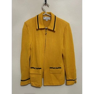 St.John Collection Women's Size 2 Yellow Jacket Santana Knit Blazer TINY FLAW - Picture 1 of 12