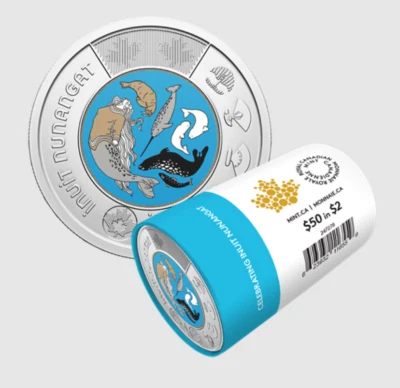 2024 Canada Toonie roll INUIT Nunangat - special wrap roll 25  coloured toonies! - Image 1 of 4