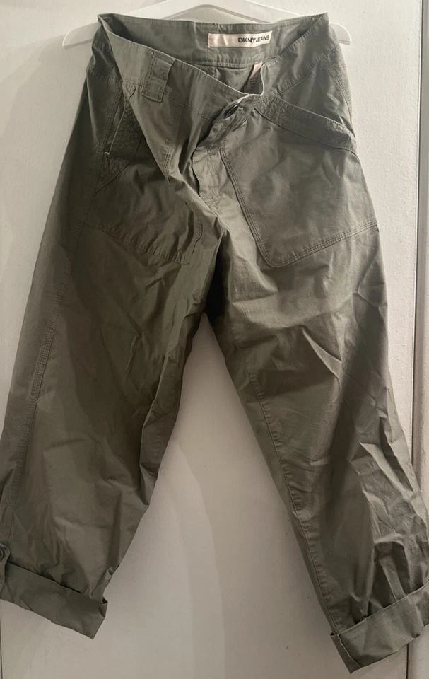Pantalones utilitarios vintage DKNY Jeans para mujer 12 verde oliva cargo pierna ancha Foto 1 de 1