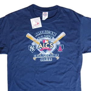 American League 2009 ALCS T Shirt Mens M Blue MLB Yankees Vs Angels Distressed - Picture 1 of 4