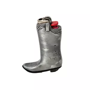 Estuche de metal con soporte para mini encendedor bota de vaquero resistente decorativo gris metal - Imagen 1 de 12