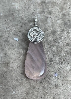 Pingente de prata esterlina quartzo rosa, pedra do nascimento de janeiro, colar de pedra preciosa rosa - Imagem 1 de 4