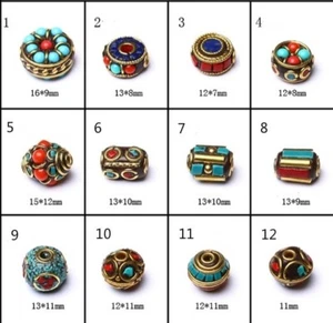 5pcs Nepal Brass Buddha Bead Spacer Handmade Retro Charm Jewelry Craft Turquoise - Picture 1 of 15