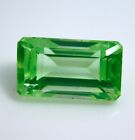 Natural Green Peridot 15.10 Ct Certified Emerald Cut Loose Gemstone