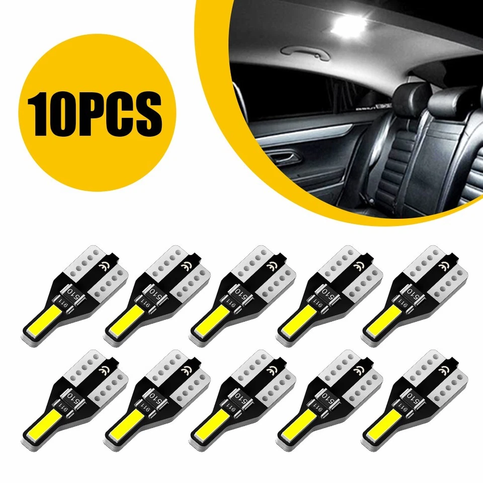 10 piezas LED T10 194 168 W5W Canbus Blanco Domo Licencia Marcador Lateral Bombilla 6000K Foto 1 de 4