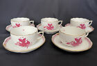 Herend Chinese Bouquet Raspberry Porcelain #704 / 724 Coffee Cup Saucer Lot Of 5